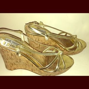 Steve Madden gold platform wedge cork sandals